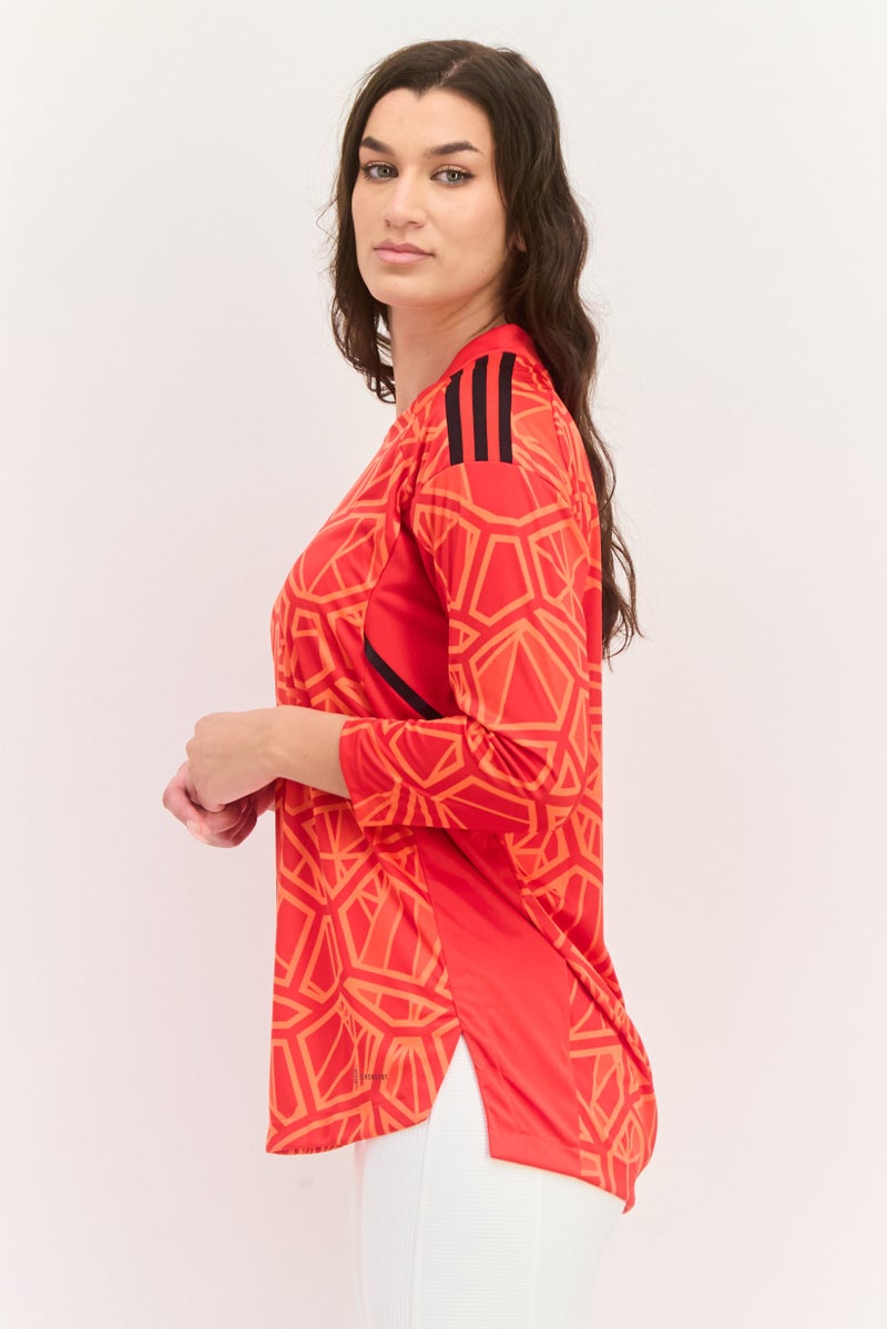 Adidas Women Sportswear Fit Long Sleeve Training Jersey, Red Combo - Image 2